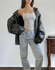 Oxy Leather Bomber