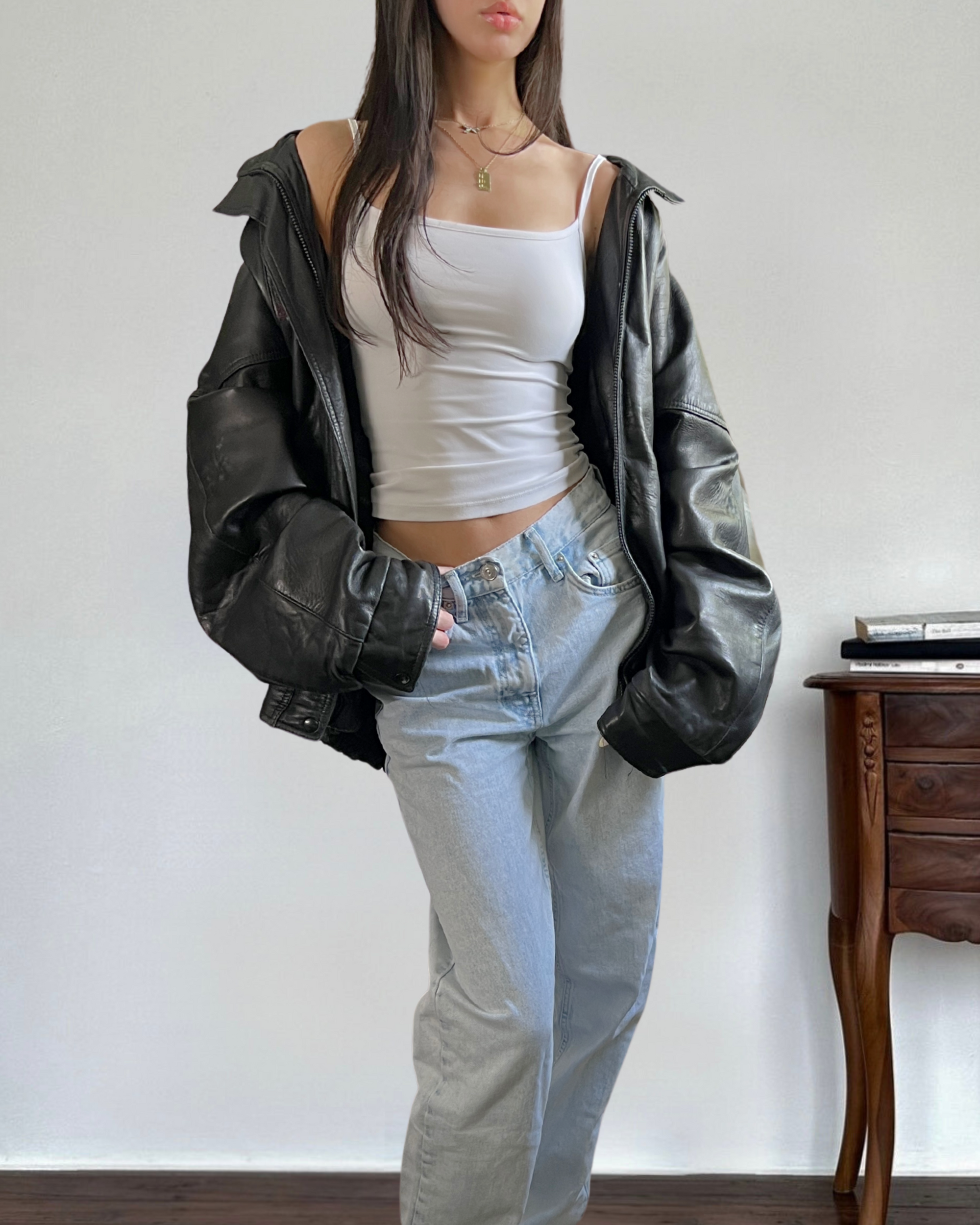 Oxy Leather Bomber
