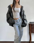 Oxy Leather Bomber
