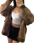 Tan Leather Bomber