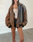 Chelley Leather Bomber