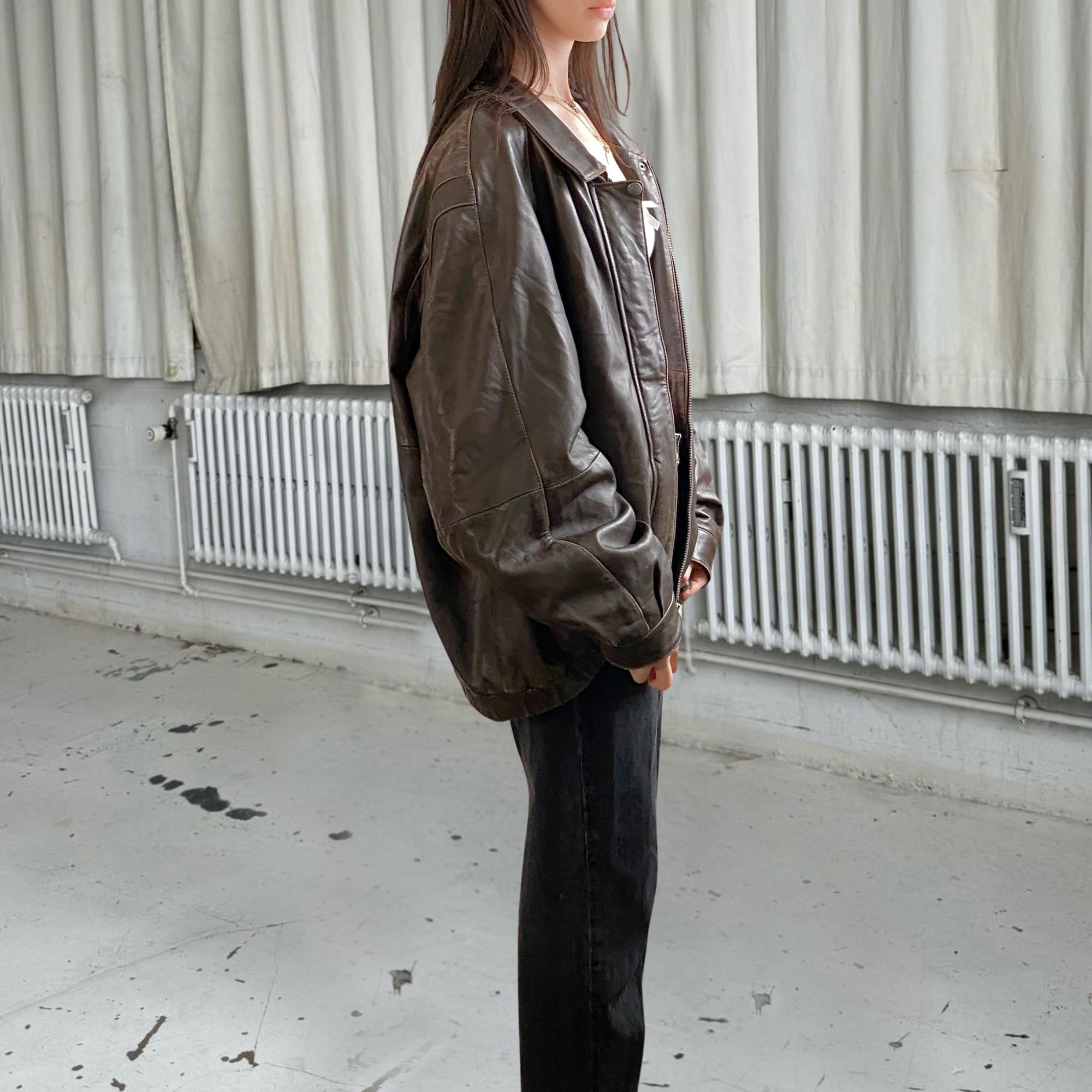 Perry Ellis Leather Bomber