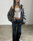 Bea Leather Bomber