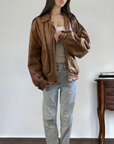 Penny Leather Bomber