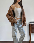 Penny Leather Bomber