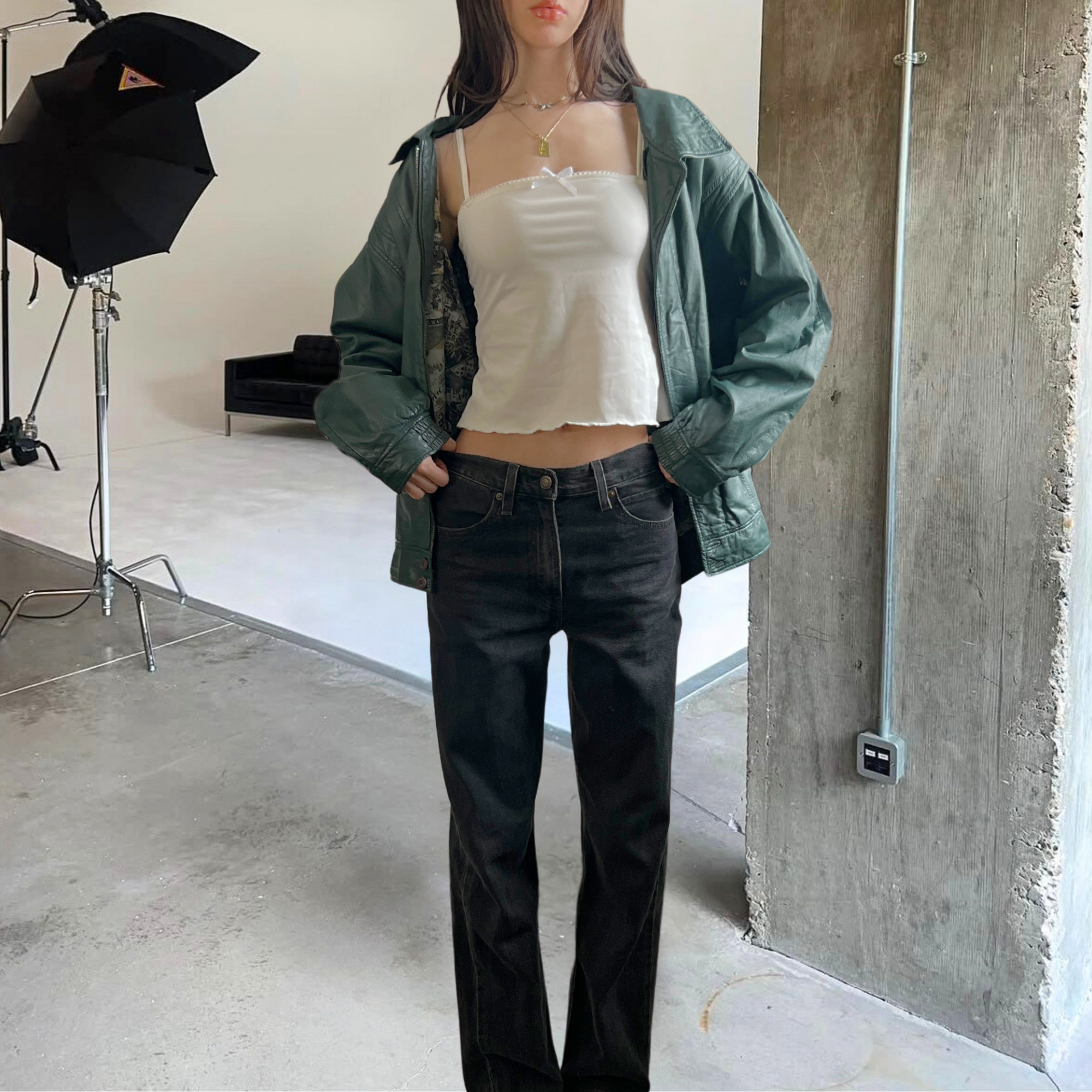 Forest Leather Bomber
