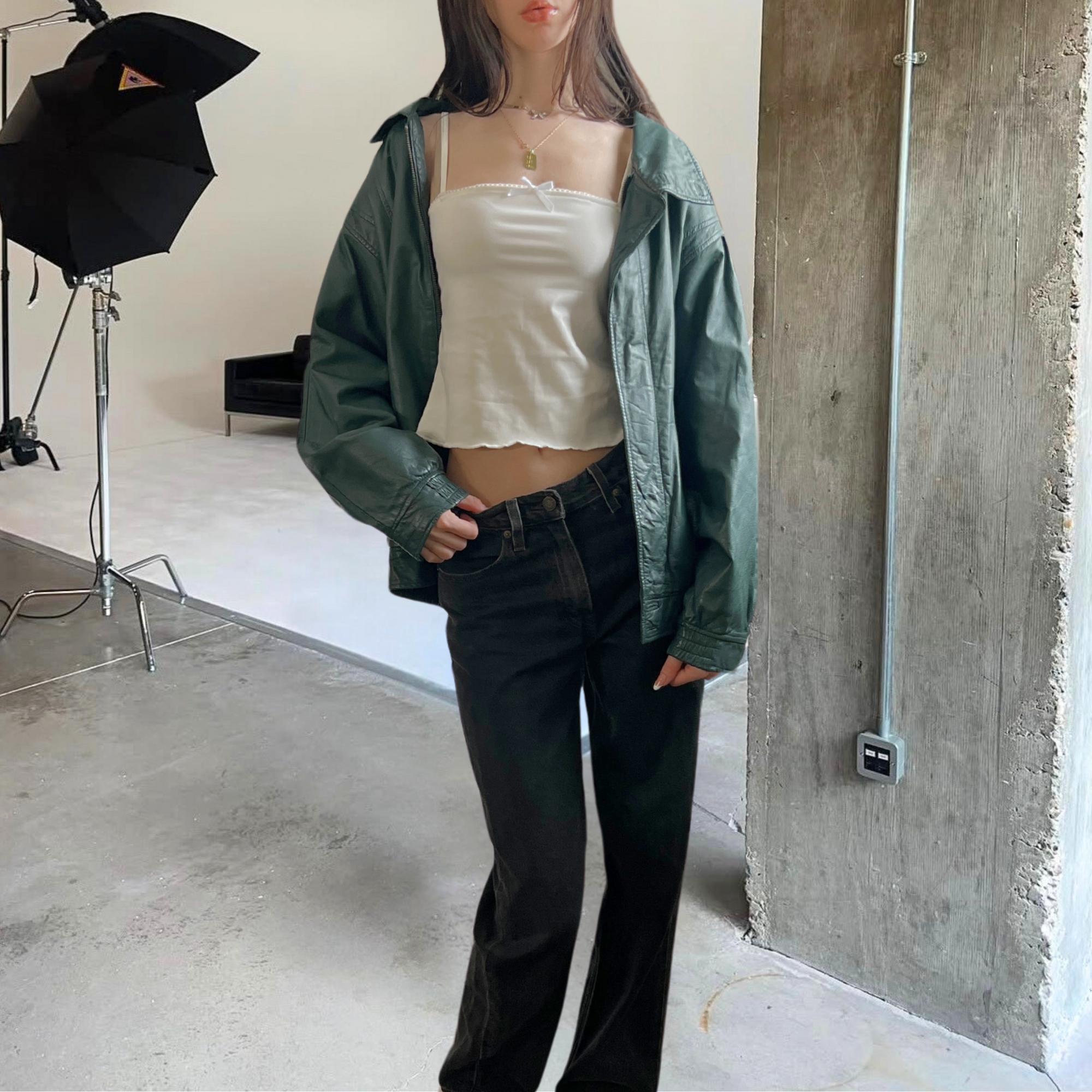 Forest Leather Bomber