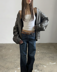 Willow Leather Bomber