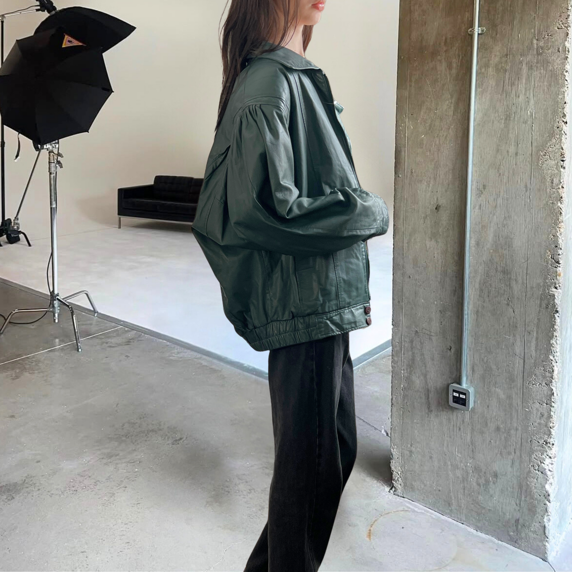 Forest Leather Bomber