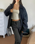 Black Suede Bomber