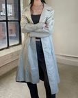 42" Cream Leather Trench