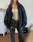 Black Suede Bomber