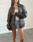 Edith Leather Bomber