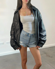 Celia Leather Bomber