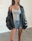 Celia Leather Bomber