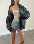 Celia Leather Bomber