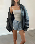 Celia Leather Bomber
