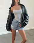 Celia Leather Bomber