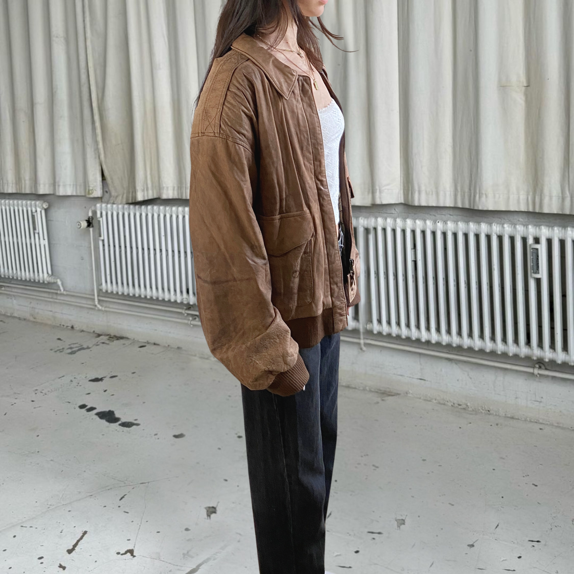 Peanut Leather Bomber