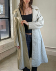 42" Cream Leather Trench