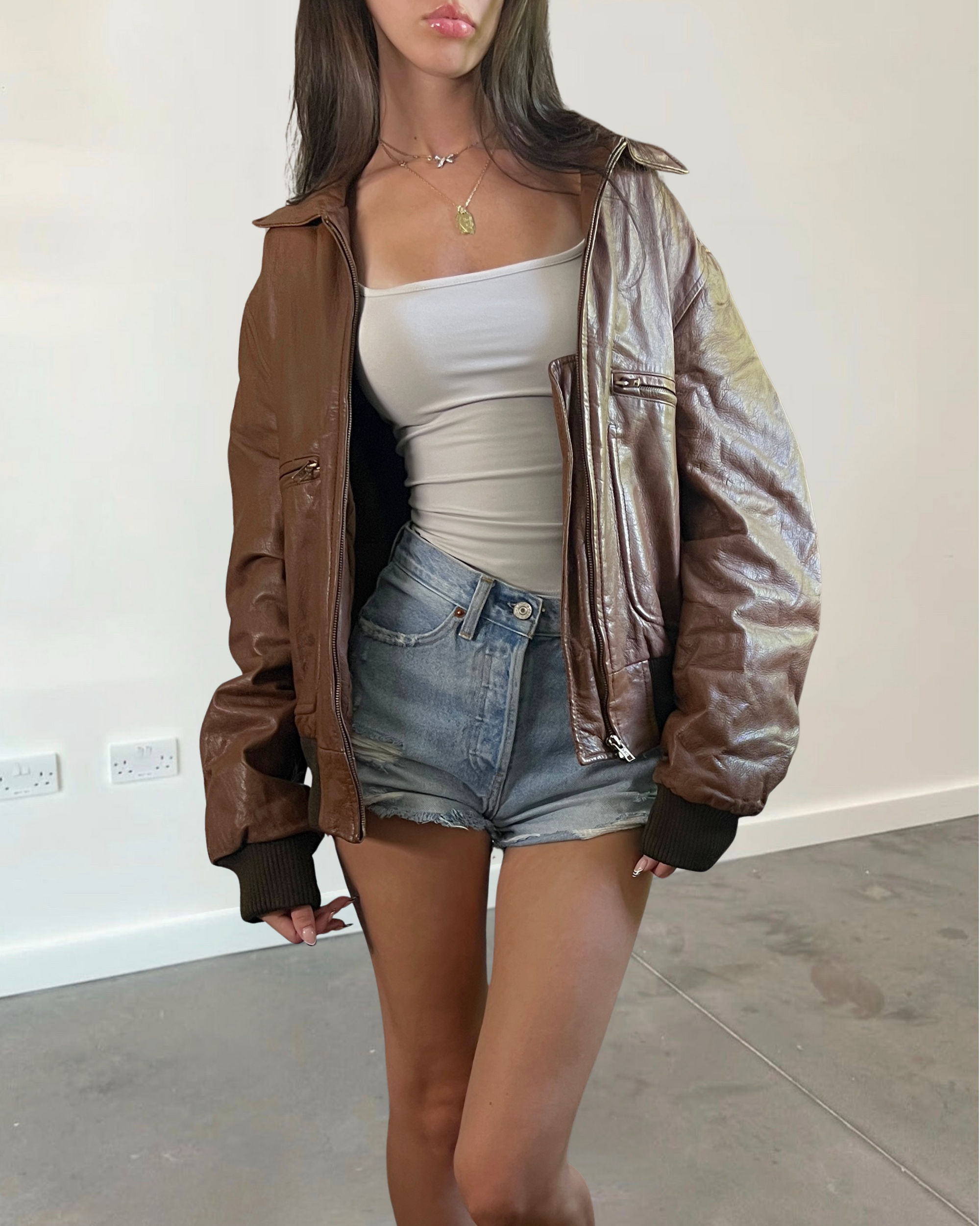Harlow Leather Bomber