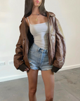 Harlow Leather Bomber