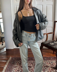 Leah Leather Bomber