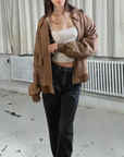 Peanut Leather Bomber