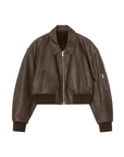 Cropped Leather Bomber