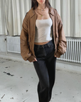 Peanut Leather Bomber