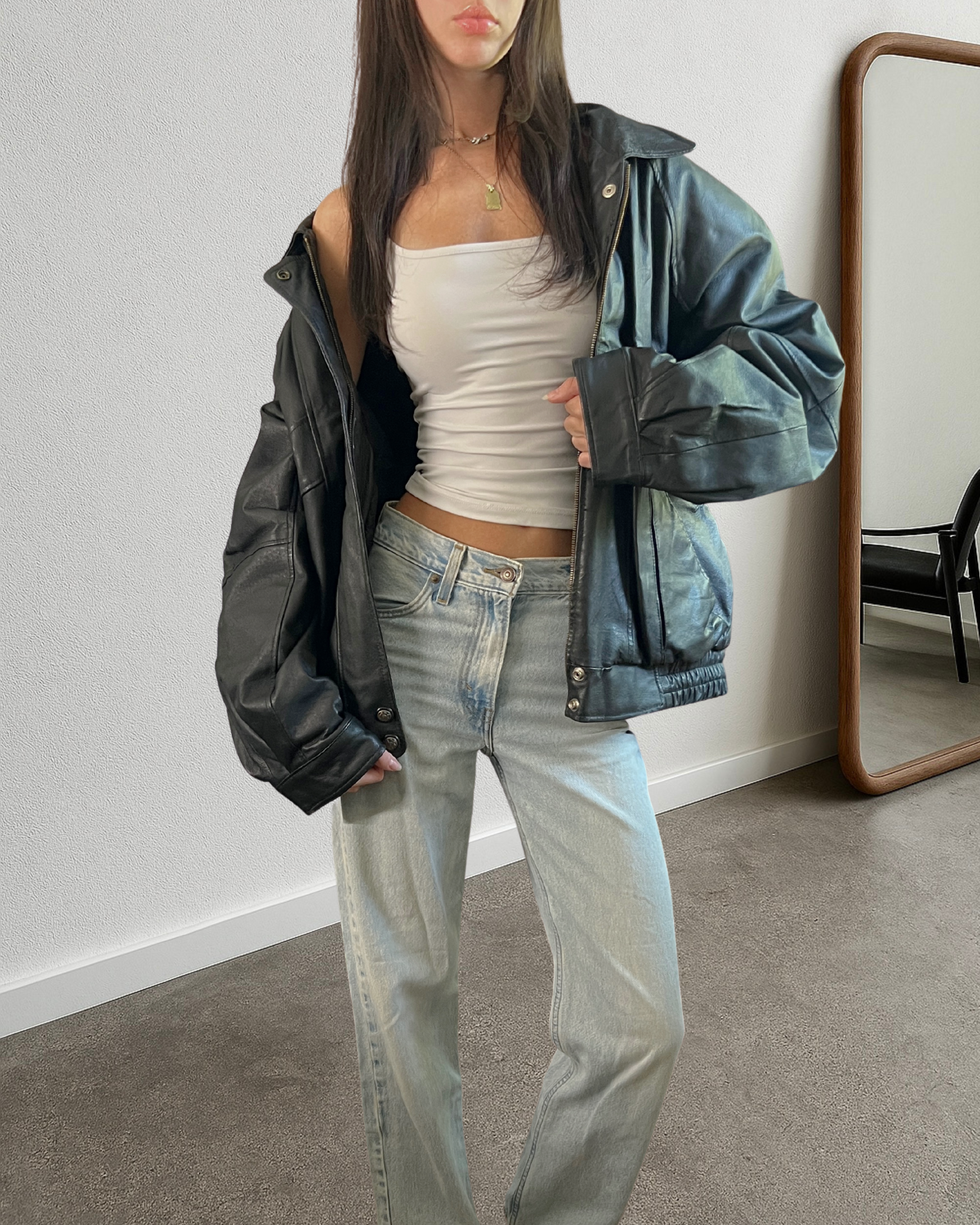 Riley Leather Bomber