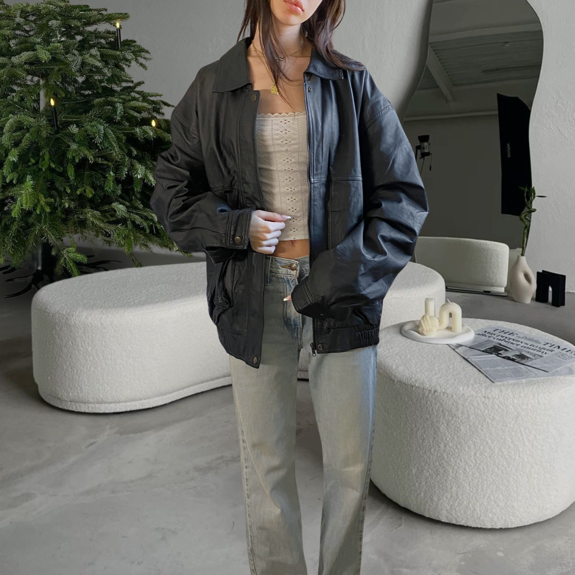 Velente Leather Bomber