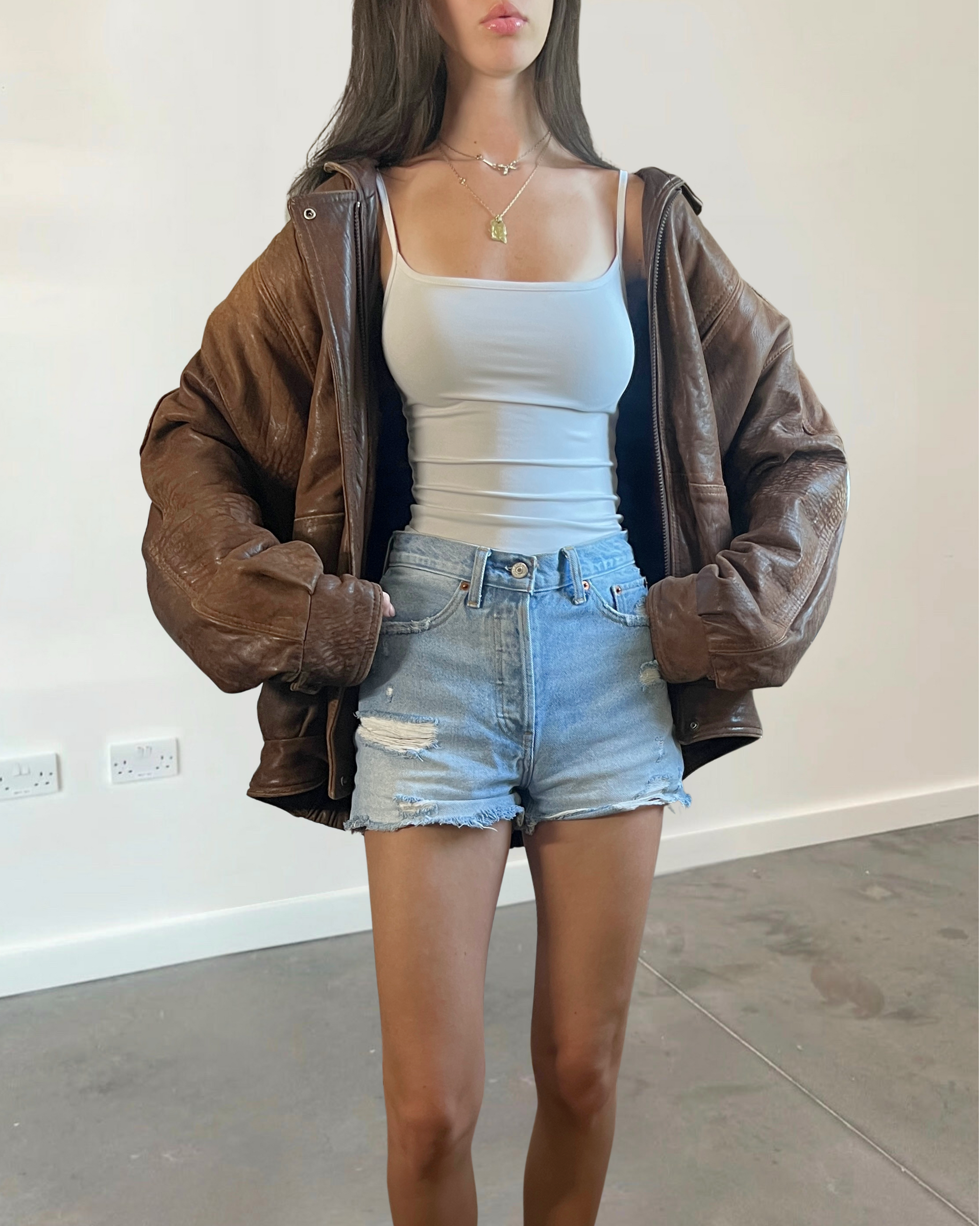 Daisy Leather Bomber