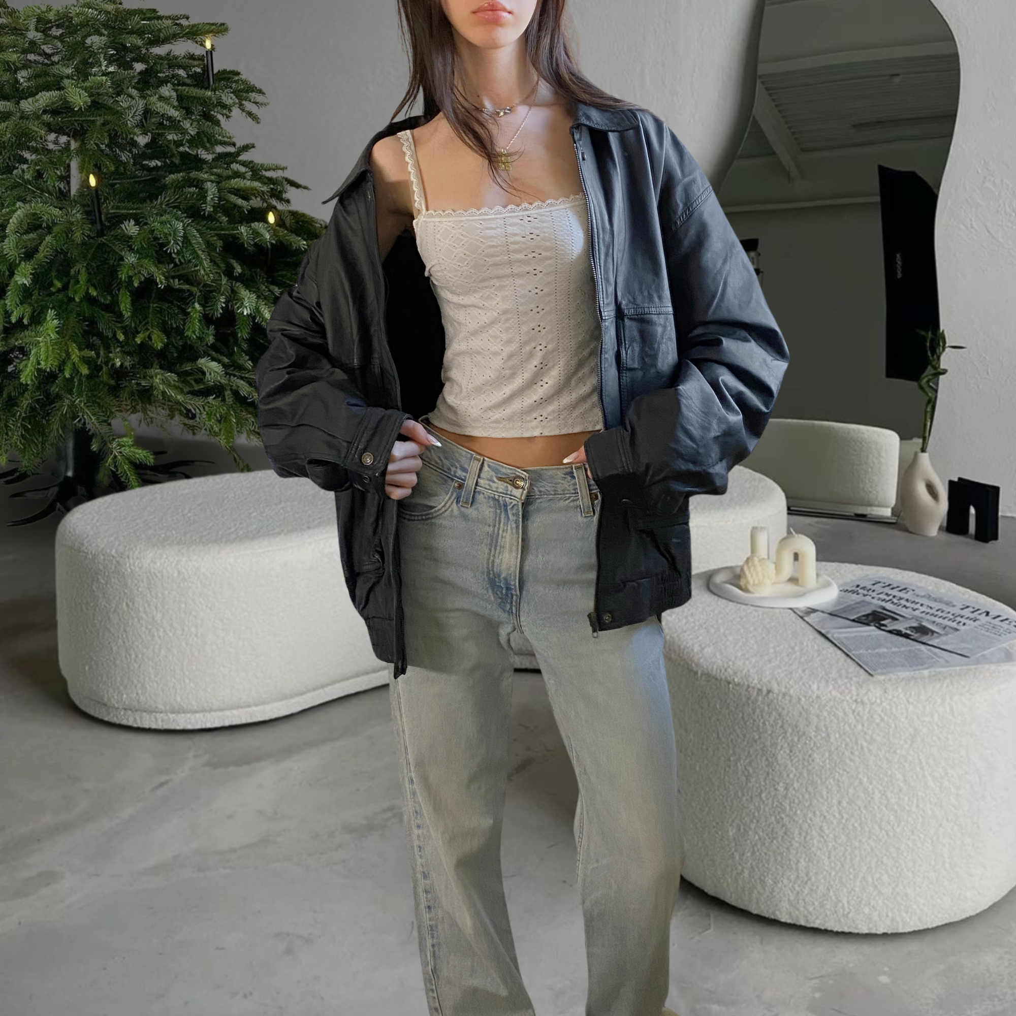 Velente Leather Bomber