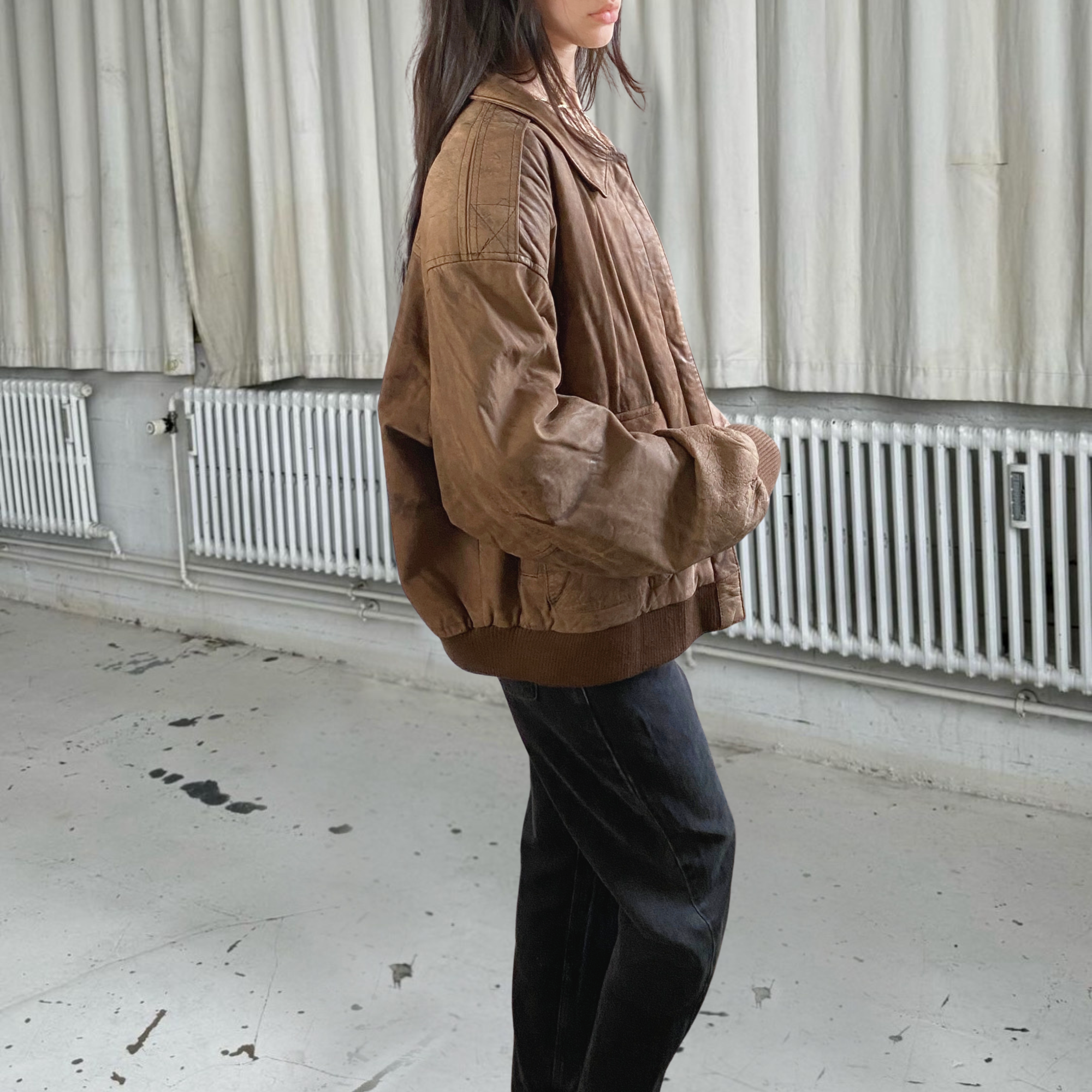 Peanut Leather Bomber