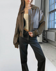 Cropped Leather Bomber