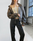 Cropped Leather Bomber