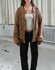 Peanut Leather Bomber