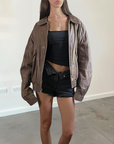 Renee Leather Bomber