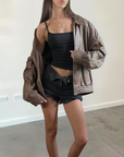 Renee Leather Bomber