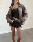 Renee Leather Bomber