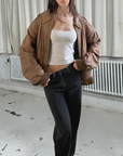 Peanut Leather Bomber