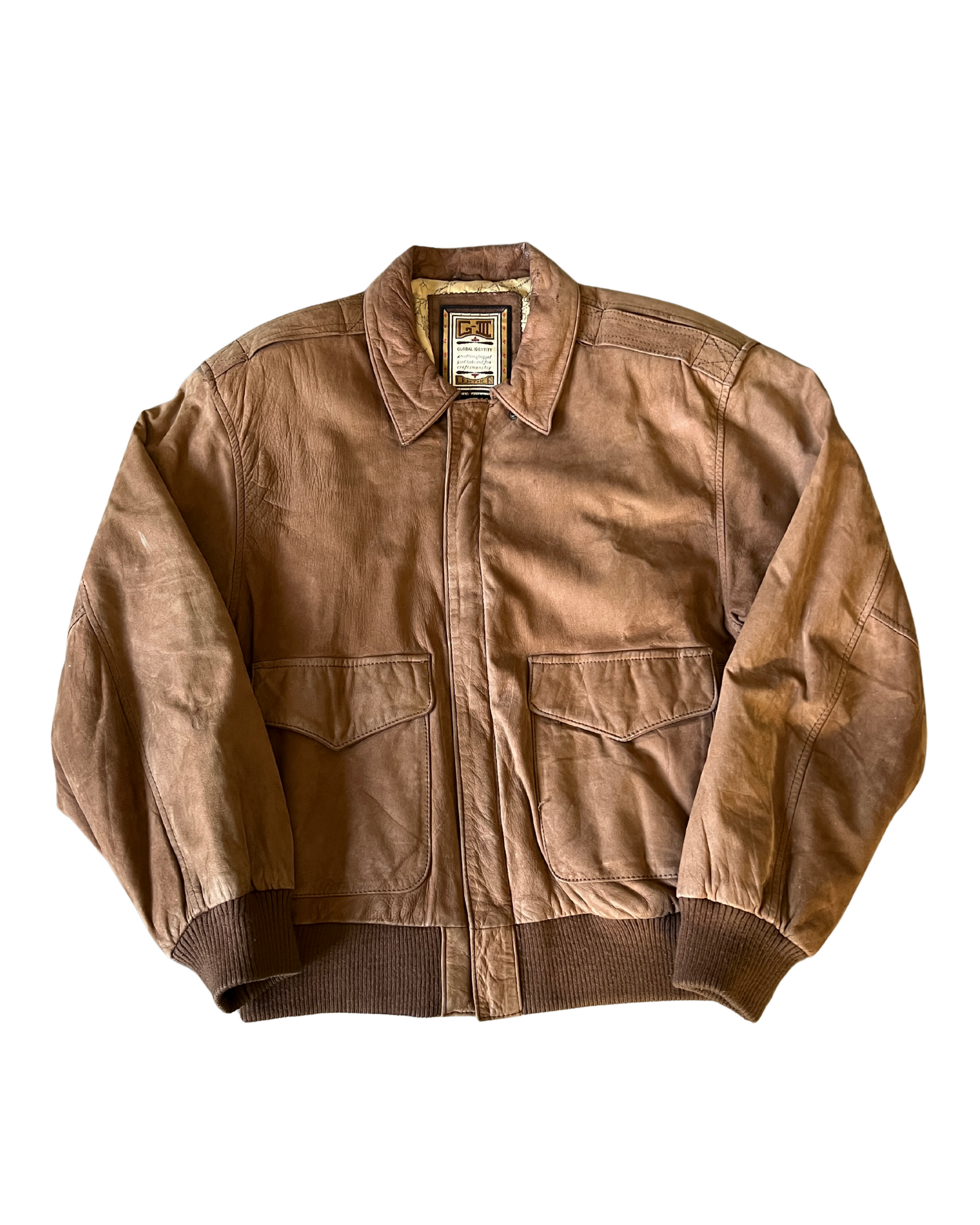 Peanut Leather Bomber