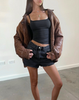 Della Leather Bomber