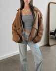 Peanut Leather Bomber