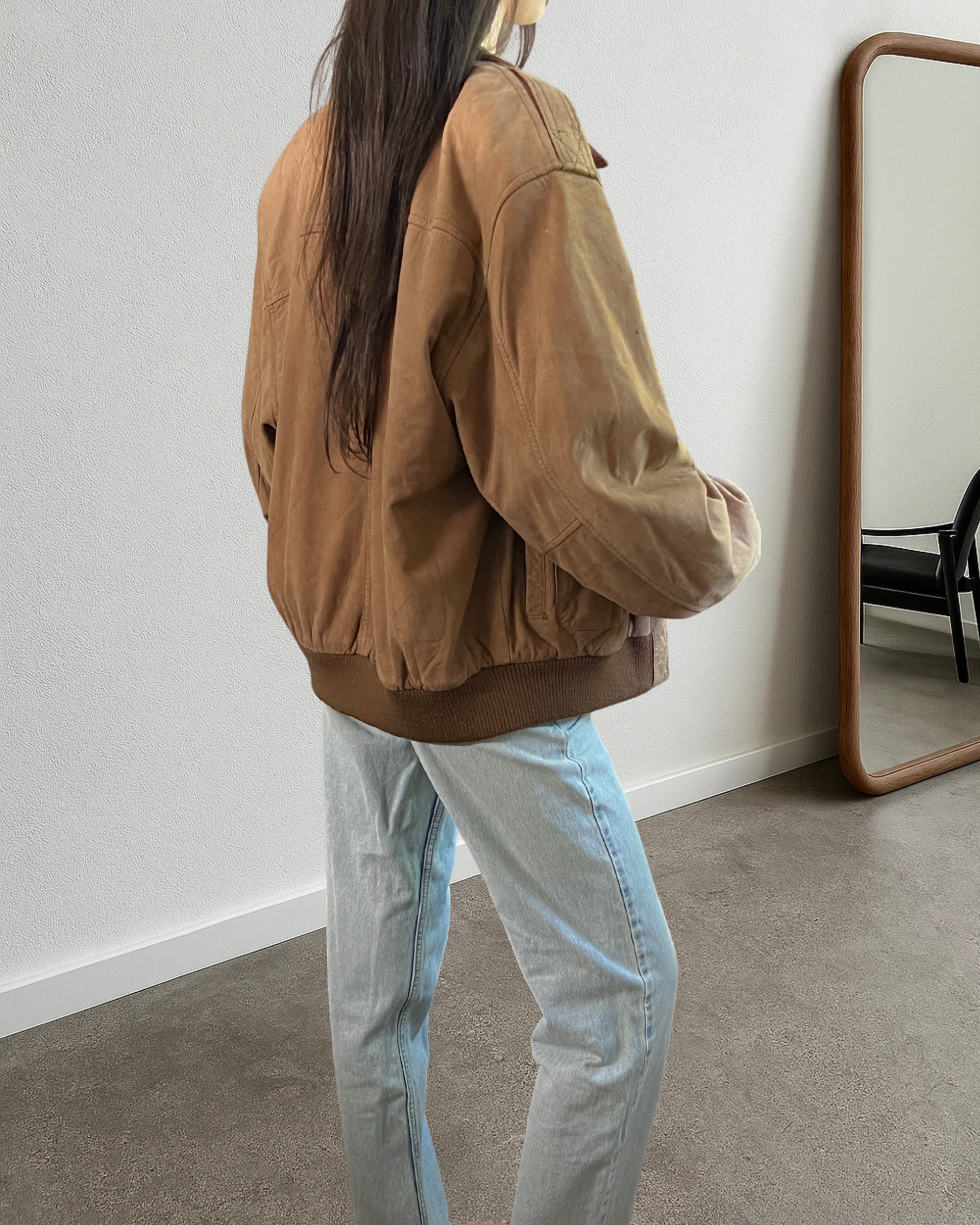 Peanut Leather Bomber