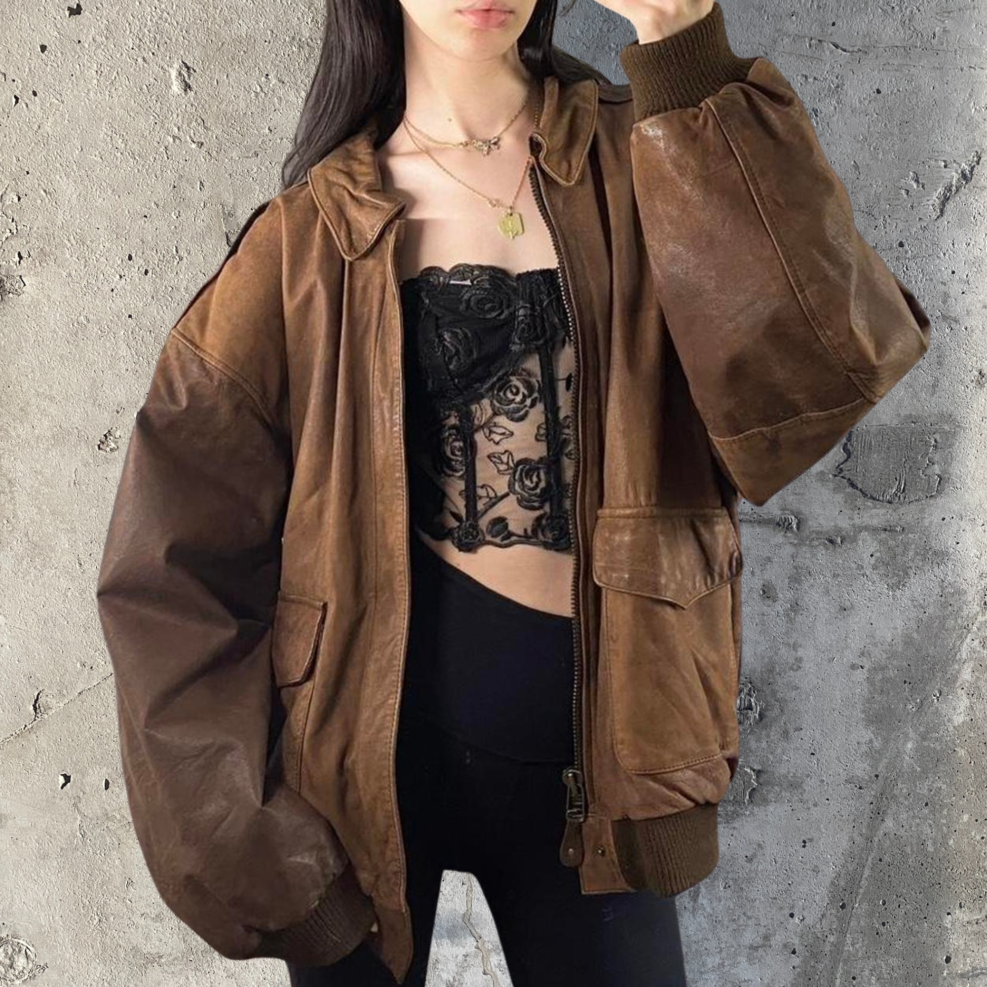 Oak Leather Bomber