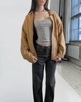 Yellow Leather Bomber