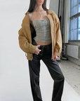 Yellow Leather Bomber