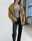 Yellow Leather Bomber